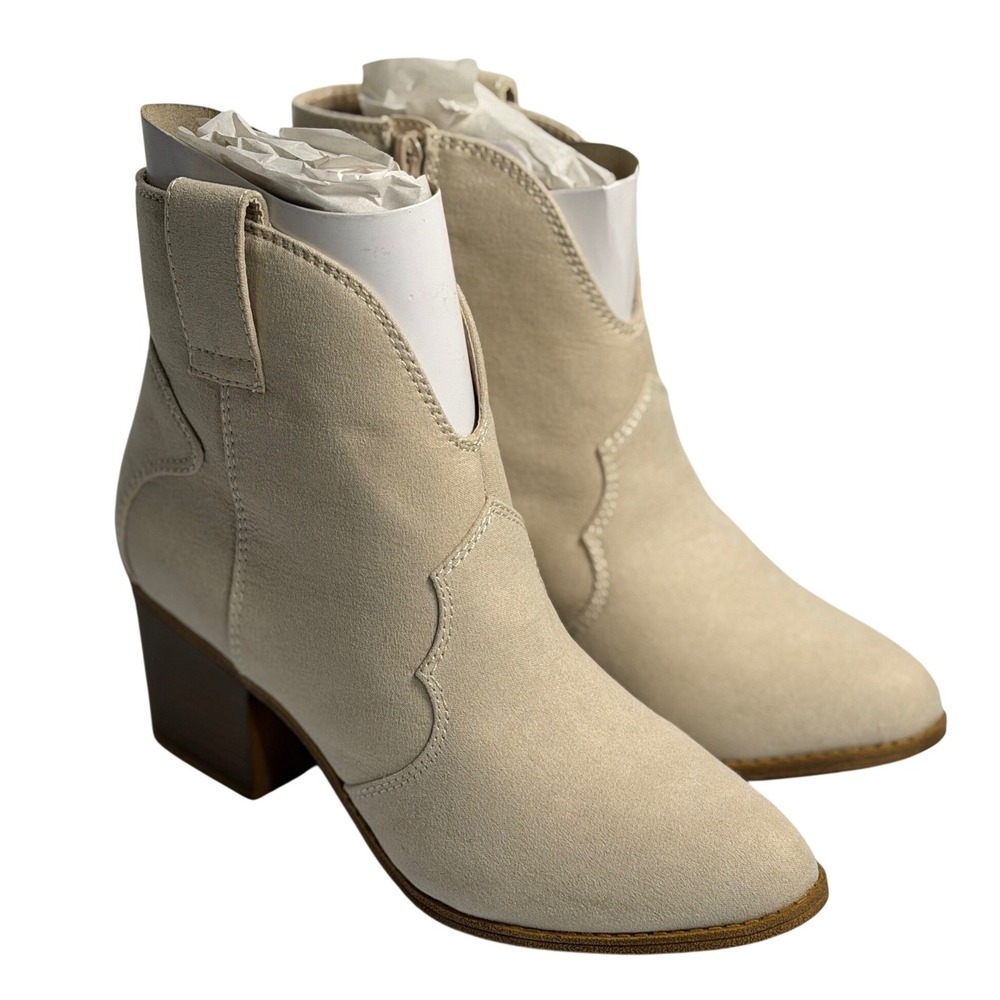 Sonoma Goods For Life Sanjuan Ankle Boots Tan Western Faux Suede Size 7.5 Women